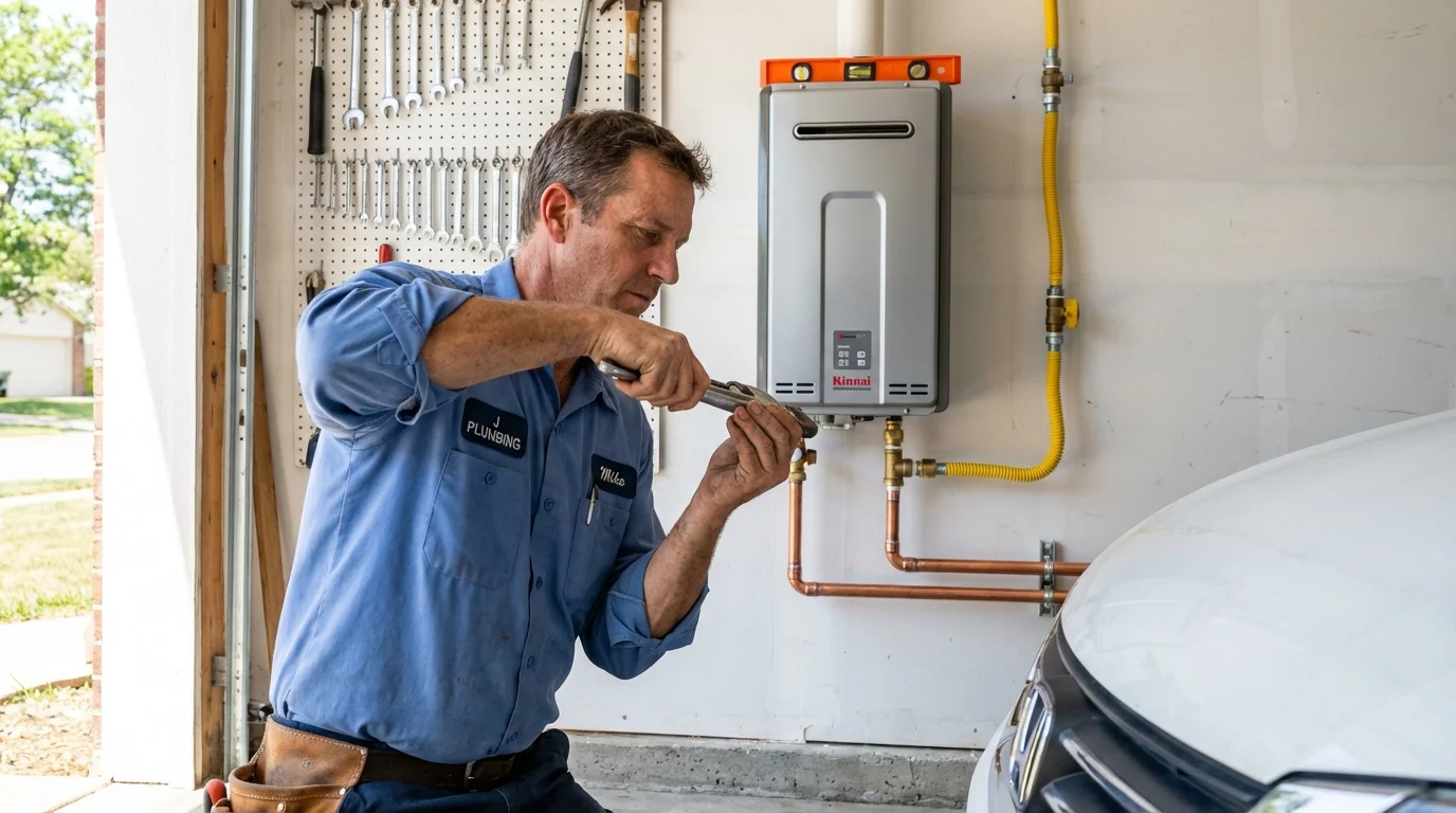 Tankless water heater installation by a Johns Plumbing LLC plumber in Camanche